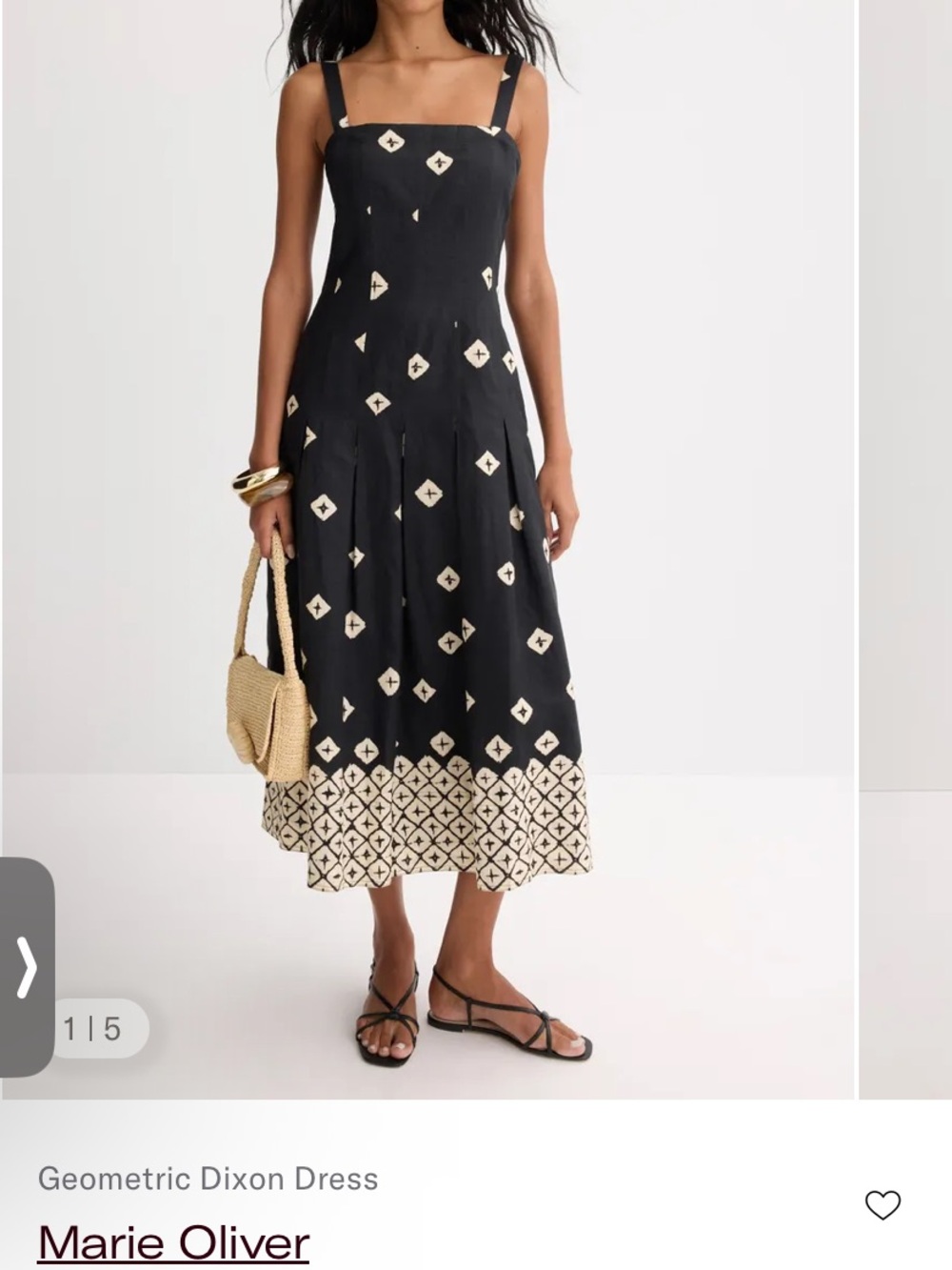 Marie Oliver Black and Cream Geometric Midi Dress